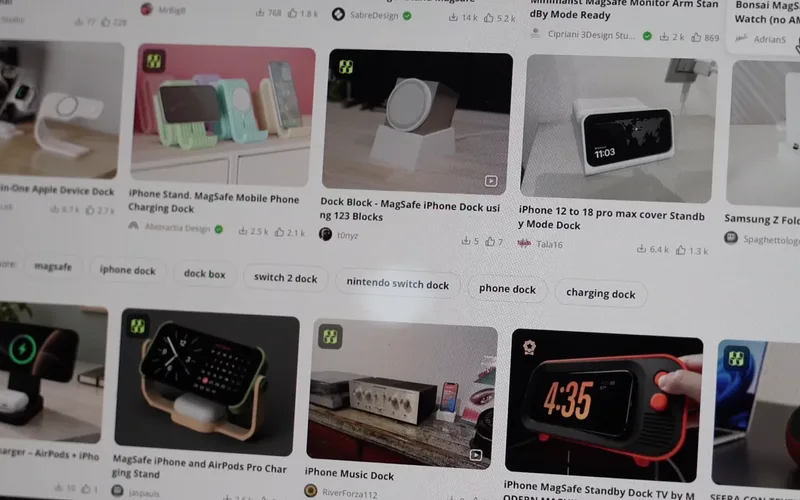 A laptop screen full of tilted MagSafe docks for sale