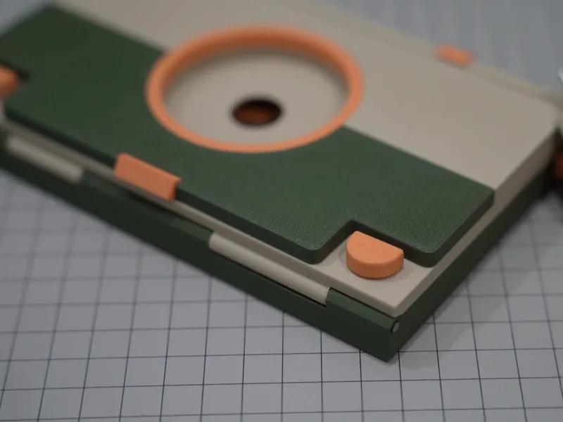 Close-up of the dock's edge with the Type-C port and the orange cable