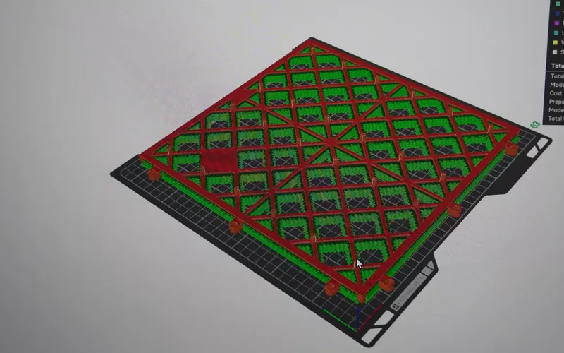 The slicer with the tile buried in green support
